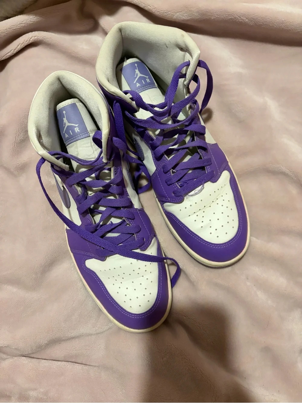 Jordan Purple and White Low-Top Sneakers